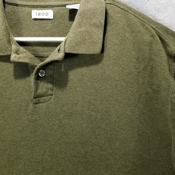 IZOD Polo shirt Mens L/G Green Long sleeve Collared Rugby - Picture 2 of 8